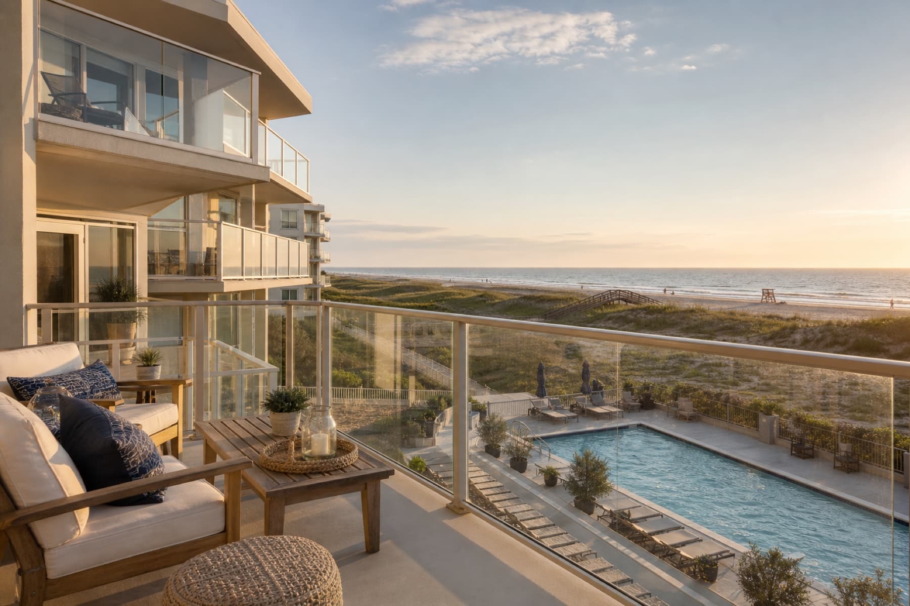 Delmarva-inspired luxury beachfront condominium overlooking the ocean