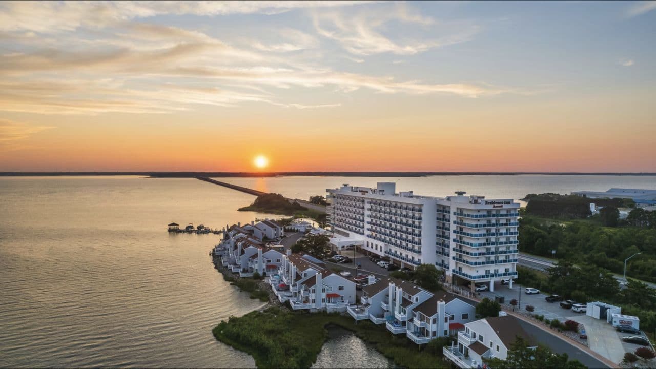 Residence Inn Ocean City overlooking the bay at sunset