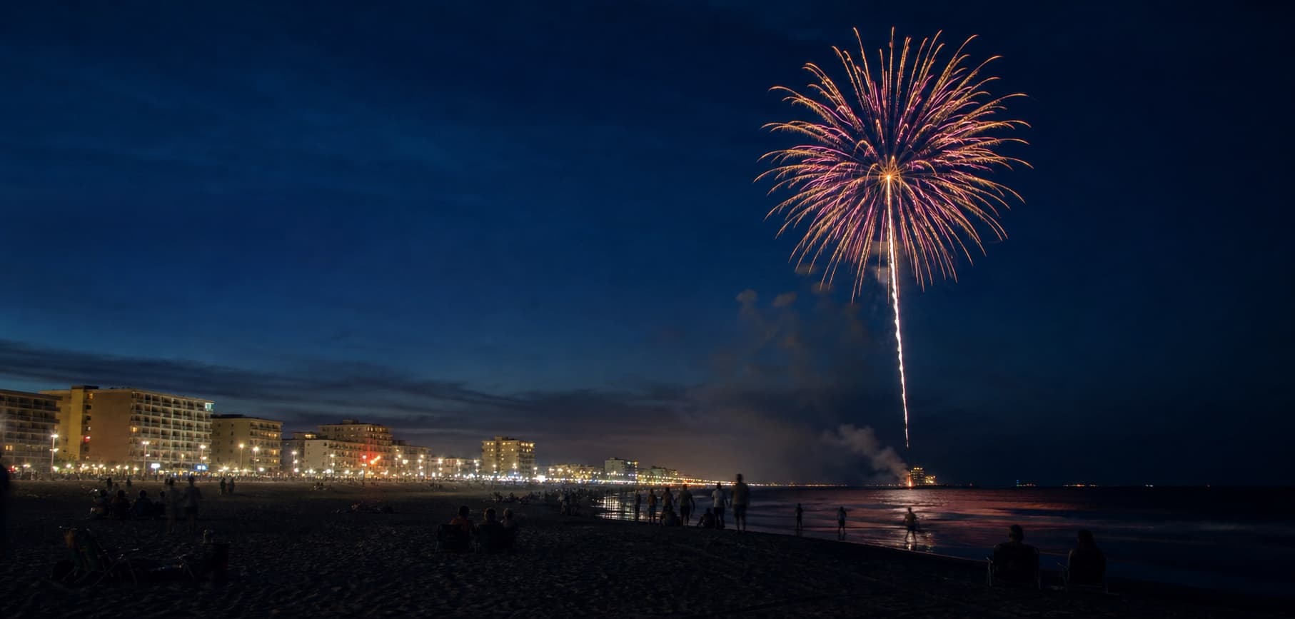 Thursday Night Fireworks over the beach near Caroline Street in Ocean City