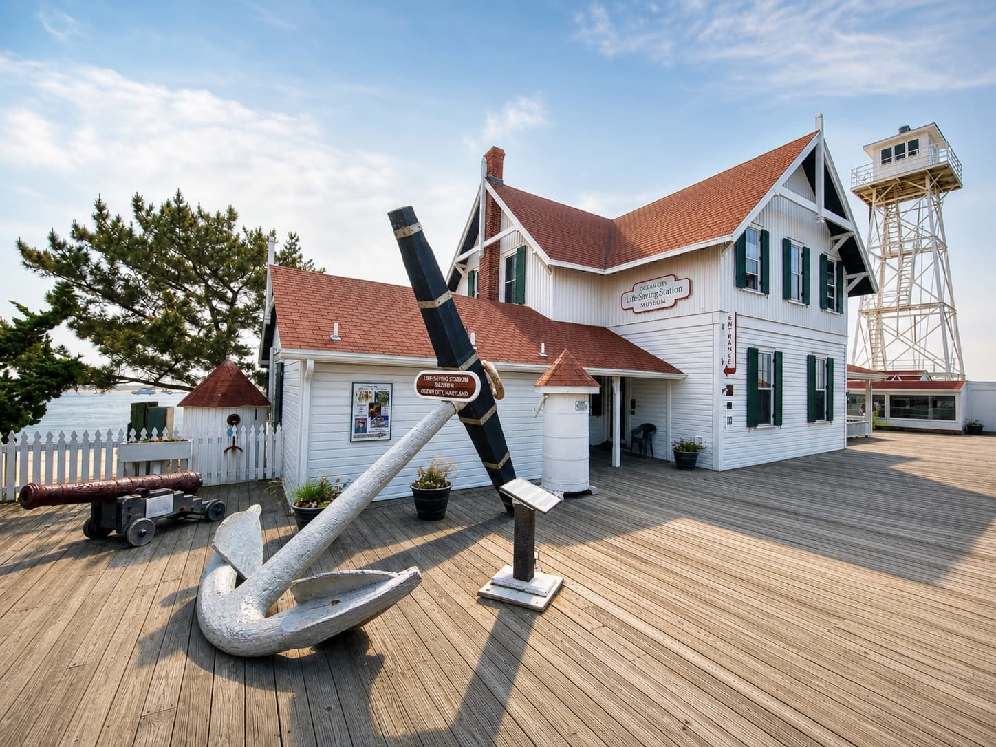 Ocean City Life-Saving Station Museum beside the boardwalk in daylight