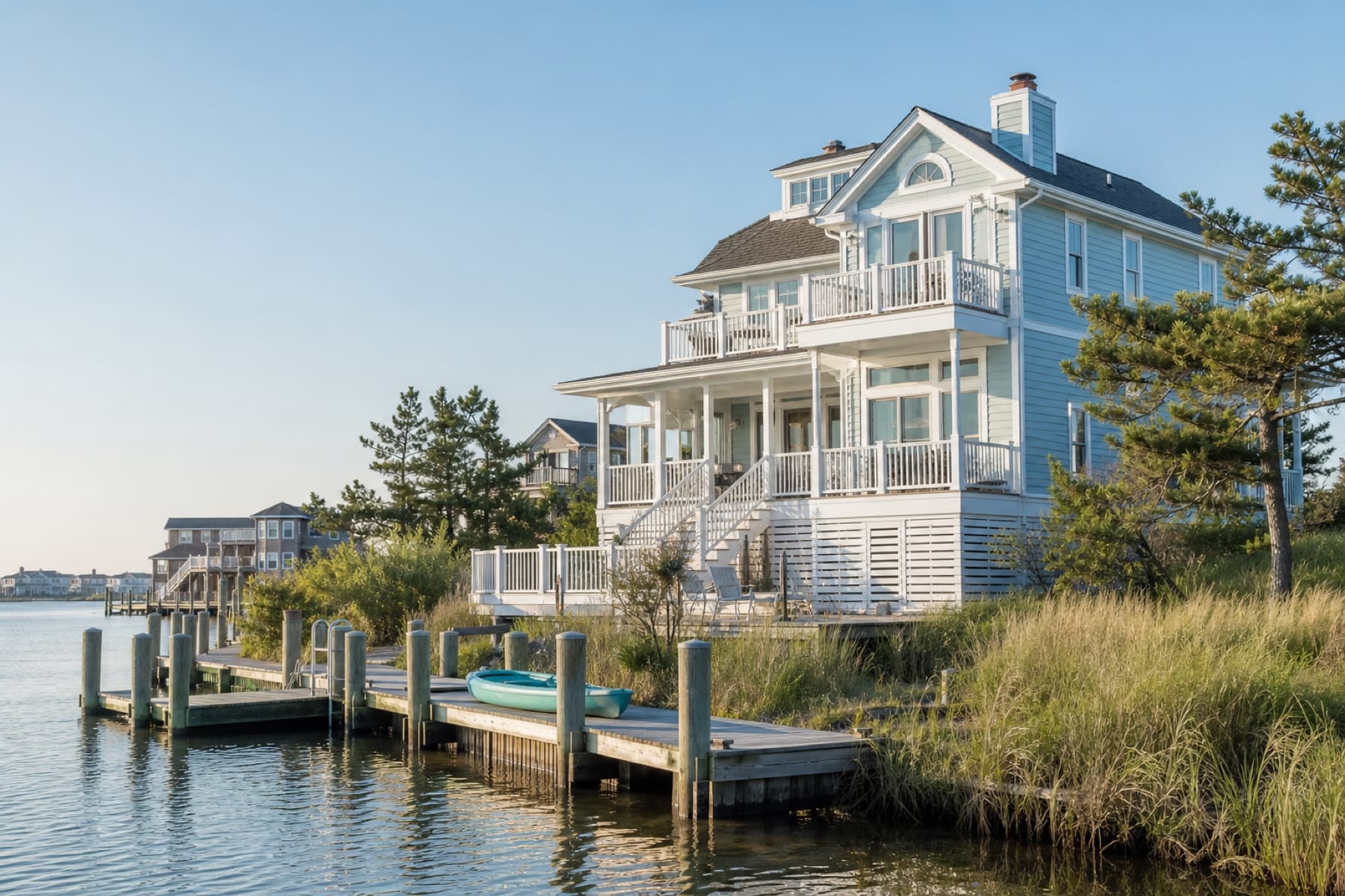 Waterfront vacation rental home and dock on the Delmarva coast